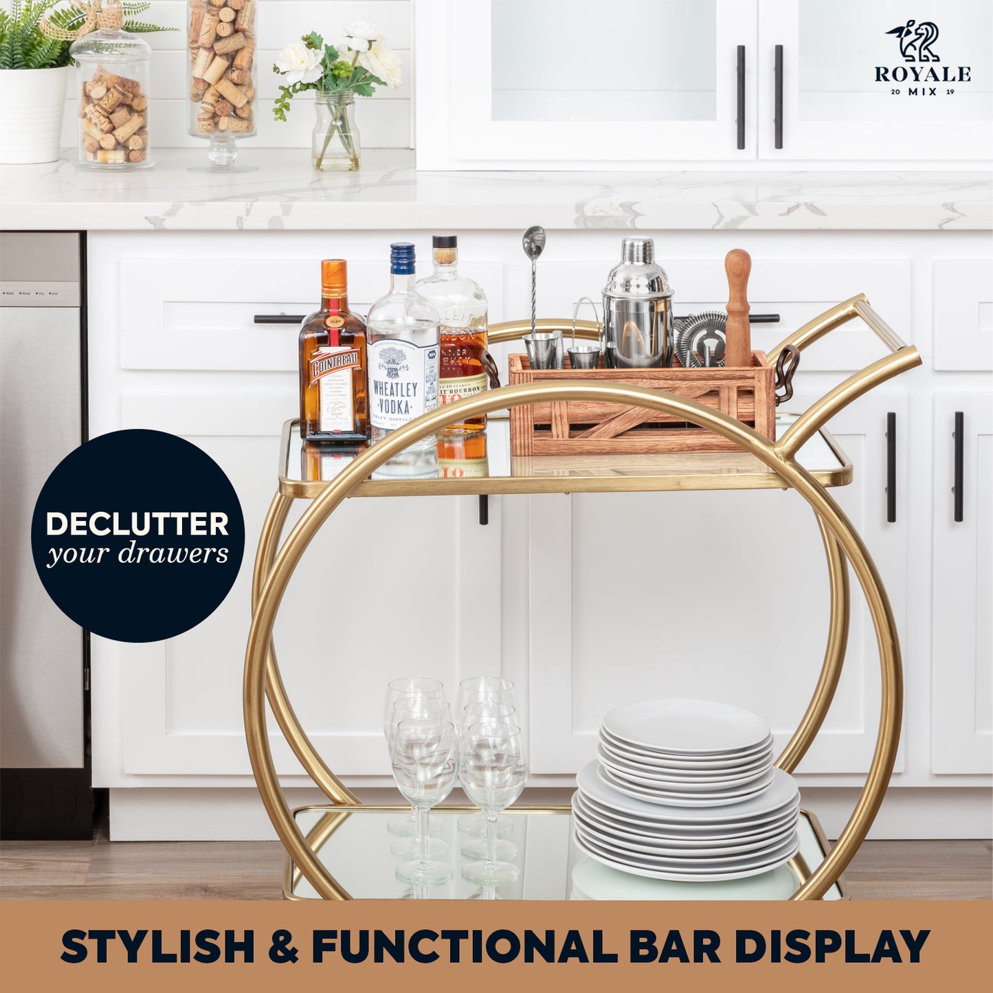 Bartender Kit with Rustic Organizer (SILVER)
